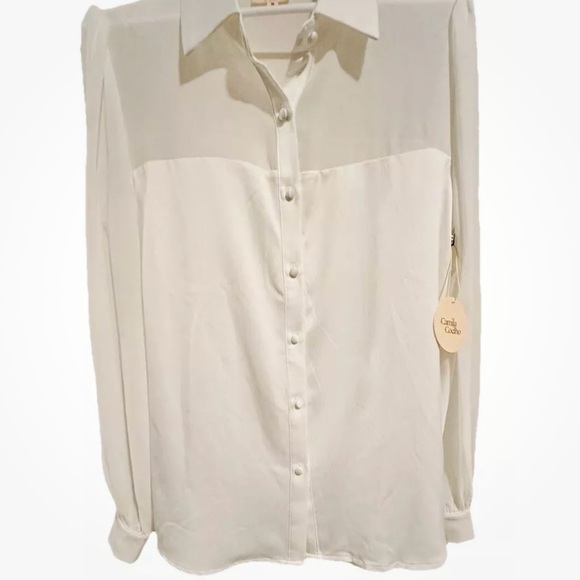 NWT Ivory Camila Coelho Designer Ida Blouse Top🤍SZ Medium💰Retail $158 BEAUTIFUL - Picture 8 of 11